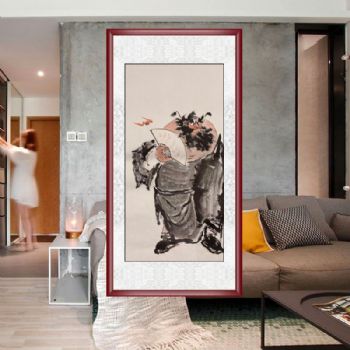 钟馗蝙蝠图三尺人物国画纯手绘国画玄关挂画