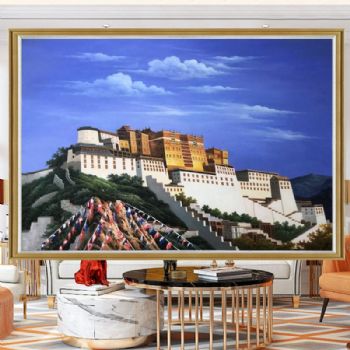 布达拉宫写实风景油画纯手绘油画客厅大厅挂画