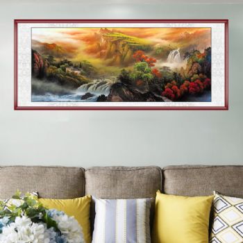 鸿运当头精品小八尺彩墨山水风景国画客厅大厅纯手绘国画