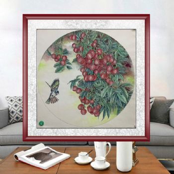 小写意工笔荔枝图精品国画花鸟国画手绘水墨国画餐厅客厅挂画四尺斗方