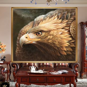 Premium Realistic Animal Oil Painting - Eagle Oil Painting with a Solid Wood Frame