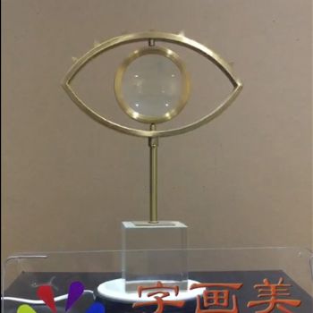 钝铜放大镜太阳之眼水晶摆件