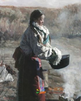 新中式人物油画写实美女人物油画