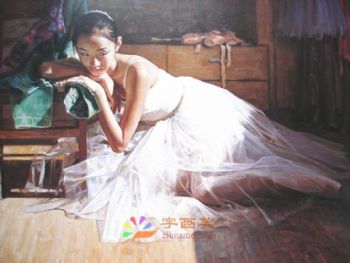 新中式人物油画写实美女人物油画