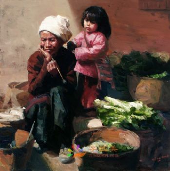 新中式人物油画写实美女人物油画