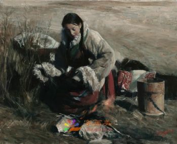 新中式人物油画写实美女人物油画