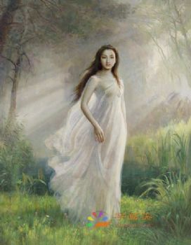 新中式人物油画写实美女人物油画