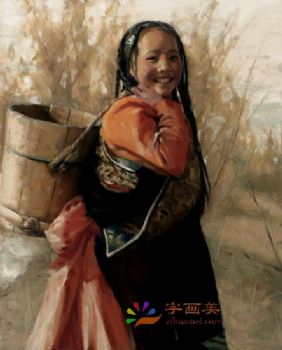 新中式人物油画写实美女人物油画