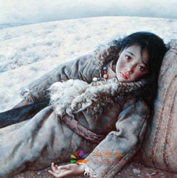 新中式人物油画写实美女人物油画