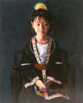 新中式人物油画写实美女人物油画