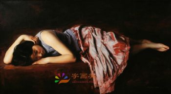 新中式人物油画写实美女人物油画