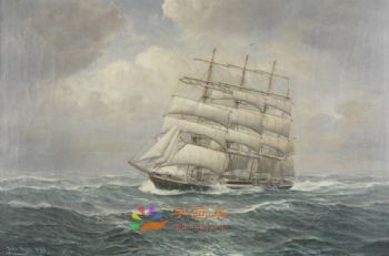 海浪帆船大航海风景油画