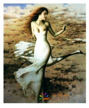 新中式人物油画写实美女人物油画
