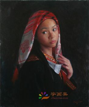 新中式人物油画写实美女人物油画