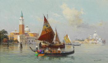 海浪帆船大航海风景油画