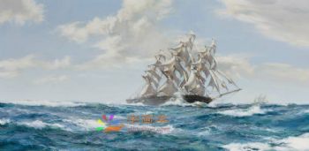 海浪帆船大航海风景油画