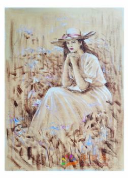 新中式人物油画写实美女人物油画
