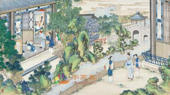 工笔风景建筑国画写实人物国画红楼梦绘画