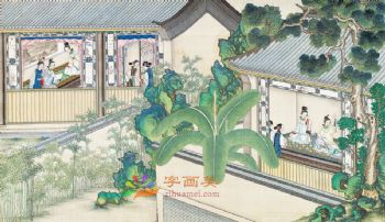 工笔风景建筑国画写实人物国画红楼梦绘画
