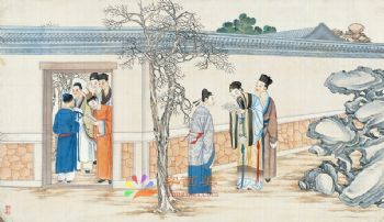 工笔风景建筑国画写实人物国画红楼梦绘画