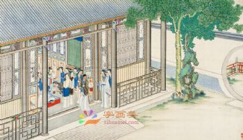 工笔风景建筑国画写实人物国画红楼梦绘画
