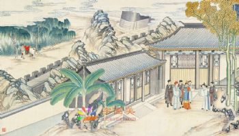 工笔风景建筑国画写实人物国画红楼梦绘画