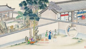 工笔风景建筑国画写实人物国画红楼梦绘画