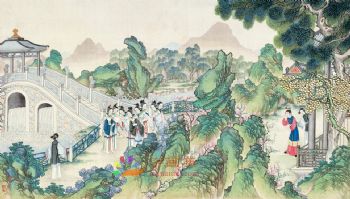 工笔风景建筑国画写实人物国画红楼梦绘画