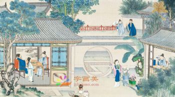 工笔风景建筑国画写实人物国画红楼梦绘画