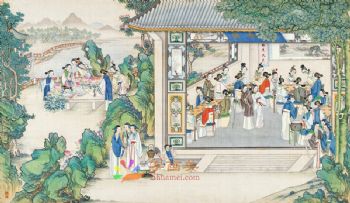 工笔风景建筑国画写实人物国画红楼梦绘画