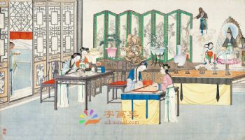 工笔风景建筑国画写实人物国画红楼梦绘画