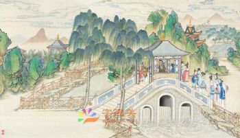 工笔风景建筑国画写实人物国画红楼梦绘画