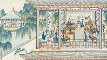 工笔风景建筑国画写实人物国画红楼梦绘画