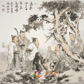 工笔风景建筑国画写实人物国画红楼梦绘画