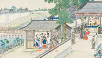 工笔风景建筑国画写实人物国画红楼梦绘画
