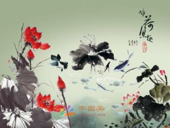 客厅中式壁画中堂壁画酒店大厅壁画