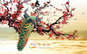 客厅中式壁画中堂壁画酒店大厅壁画
