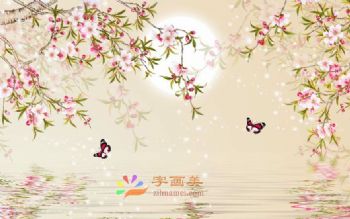 客厅中式壁画中堂壁画酒店大厅壁画