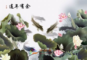 客厅中式壁画中堂壁画酒店大厅壁画