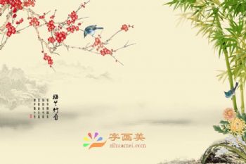 客厅中式壁画中堂壁画酒店大厅壁画
