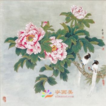 精品花鸟国画工笔花鸟国画方形花鸟水墨画