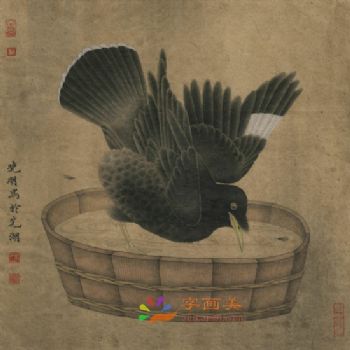 动物国画写实动物水墨国画工笔动物国画