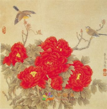 精品花鸟国画工笔花鸟国画方形花鸟水墨画