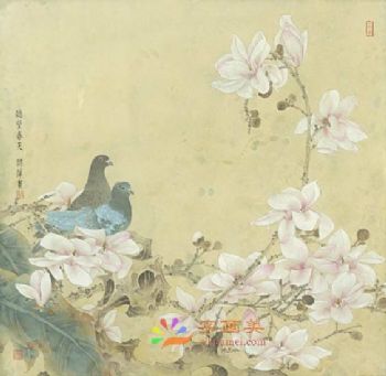 精品花鸟国画工笔花鸟国画方形花鸟水墨画