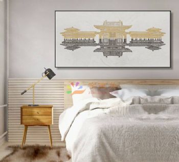 新中式挂画效果图