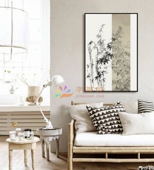 新中式挂画效果图
