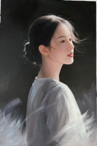 美女肖像手绘油画