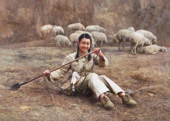 中式人物油画
