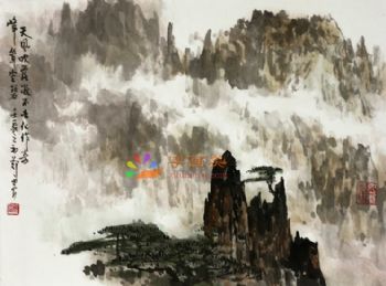 风景水墨山水国画中式风景国画