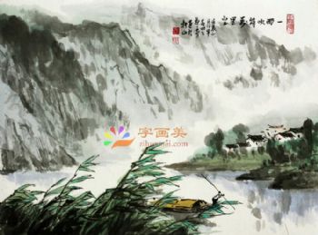 风景水墨山水国画中式风景国画